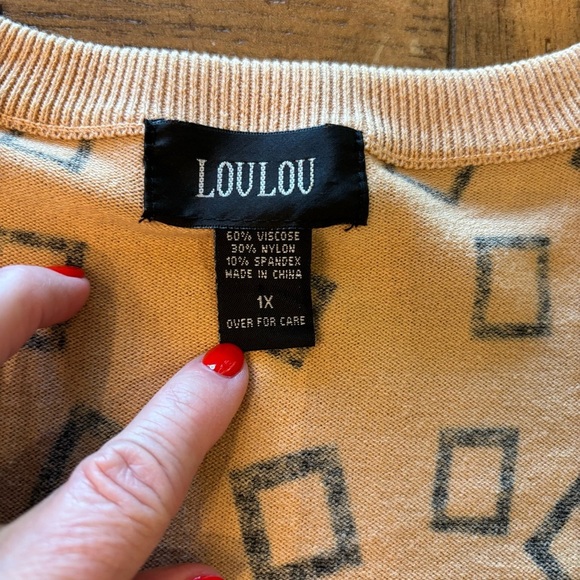 LouLou Artsy Abstract Print Cardigan, size 1X, Lagenlook Spring Office Layering - Picture 8 of 10